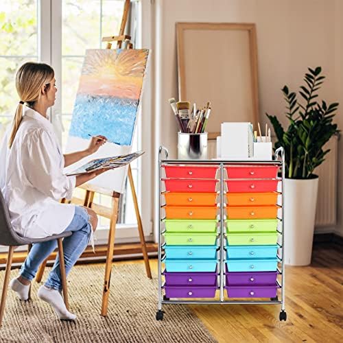 COSTWAY 20-Drawer Rolling Storage Cart, Utility Storage Organizer Cart - Image 2