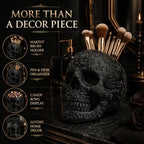 Skull Makeup Brush Holder, Pen Holder, Vanity, Desk, Office Organizer, Stationary, Decor Planter, Candy Bowl, Goth Decorations, Extra Large, Skulls Gothic Skull & Bones Organizer Bathroom - Image 2