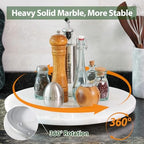 Marble Lazy Susan, 16 in Lazy Susan Turntable Organizer for Cabinet Pantry Kitchen Countertop Fridge Bathroom Makeup Vanity Countertop - White - Image 4