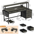 REAHOME 61 Inch 5 Drawers Grey Oak Reversible Gaming Desk - Image 3