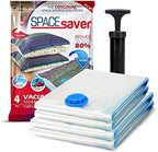 4 Pack Variety Vacuum Storage Bags for Comforters, Blankets & Clothes – Vacuum Sealed Compression Bags with Hand Pump – Space Saver Storage Bags for Bedding, Moving, Travel & Organization (2L & 2XL) by Spacesaver