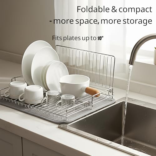 Collapsible Dish Drying Rack Stainless Steel for Kitchen Counter - Image 2