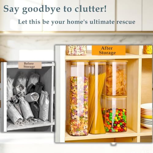 Glass Pantry Storage Containers,4 Pack(1.2Qt/2.2Qt) - Square - Image 2