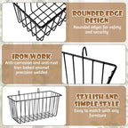 10 PCS Wire Baskets Wall Grid Panel Hanging Wire Basket Hanging Wall Baskets No Drilling Wall Hanging Baskets Grid Wall Storage Basket for Kitchen Bathroom Home Decor Supplies Large - Image 3