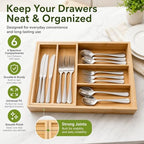 Bamboo 2-Tier Utensil Organizer for Kitchen Drawer Modular Pantry Organizer - Image 2