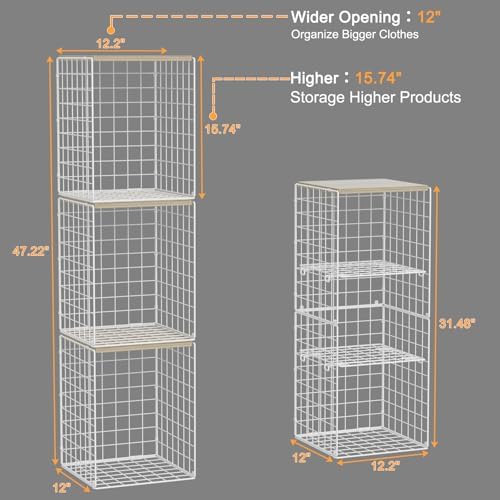 6 Tier Taller Closet Organizers and Storage, Stackable Closet Shelf Organizer with 2 Dividers for Clothes Towels Toys, Rv, Double Storage Design, Clothing Storage Basket for Wardrobe, White ﻿ - Image 3