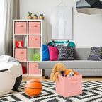 Stero 13x13x13 Inch Fabric Storage Bins 6 Pack Fun Colored Durable Storage Cubes with Handles Foldable Cube Baskets for Home, Kids Room, Closet and Toys Organization Peachpuff - Image 6