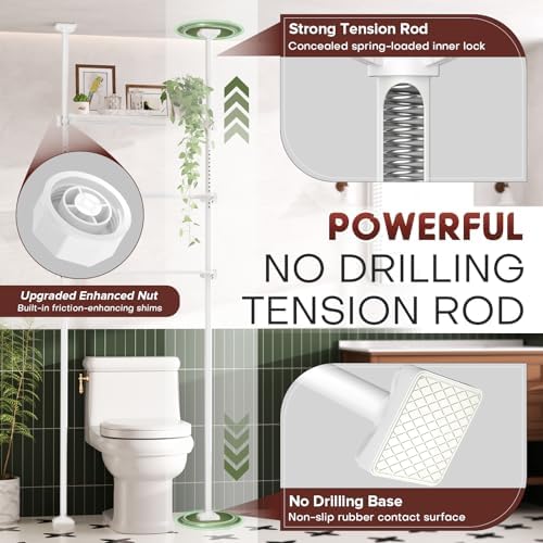 Goovilla Over The Toilet Storage Shelf, 64-124inch(H) 15-27inch(W), White - Image 5