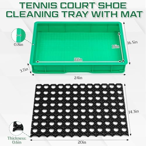 Cinnvoice Tennis Court Shoe Cleaning Tray with Brush Mat, Clay & Sand Removal for Courts, Sports Facilities, Entryway Boot Cleaner, 24 x 16.5 x 3.7 Inches - Image 4