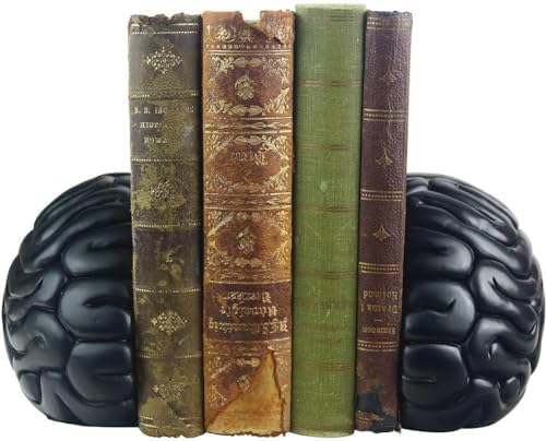 Brain Bookends Office Decorative Bookends for Shelves Heavy Bookends Book Stoppers Book Holders for Desk Decoration (Black) - Image 3