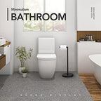 POKIM Matte Black Toilet Paper Holder Stand 2.0 for Bathroom Floor Freestanding TP Roll Storage 304 SUS Stainless Steel Rustproof Pedestal Lavatory Tissue Handle - Image 3
