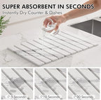 4 Pcs Diatomaceous Earth Dish Drying Mat Set, 24''x16'' Stone Dish Drying Mat, Faucet Mat and 2 Coasters for Kitchen Counter, Super Absorbent Quick Dry Mats for Dishes Bottles Cups - Image 3