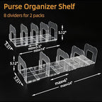 2 Pack Purse Organizer for Closet Clear Acrylic Shelf Dividers for Large Medium Bag Pocket Book Clutch, Expandable Handbag Organizer for Display & Storage, 8-Slot Purse Holder Max Length 24'' - Image 4