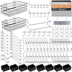 INCLY 238PCS Pegboard Accessories Organizer Kit, Peg Board Hooks Assortment with Peg Bins, Baskets, Paper Towel Holder for 1/8 and 1/4 inch Pegboard Hanging Tools, Garage Wall Storage Attachments by INCLY