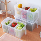 2 Pack Plastic Divided Veggie Storage Containers with Lids and Handles for Fridge Storage Organizer Boxes for Refrigerator Produce Beans Fruits Organzation - Image 6