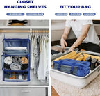 Surblue Hanging Shelves Travel Storage Bag Compression Packing Cube for Suitcase Portable Closet Organizer Collapsible with Extension Layer Large Capacity,Blue,XXL - Image 2