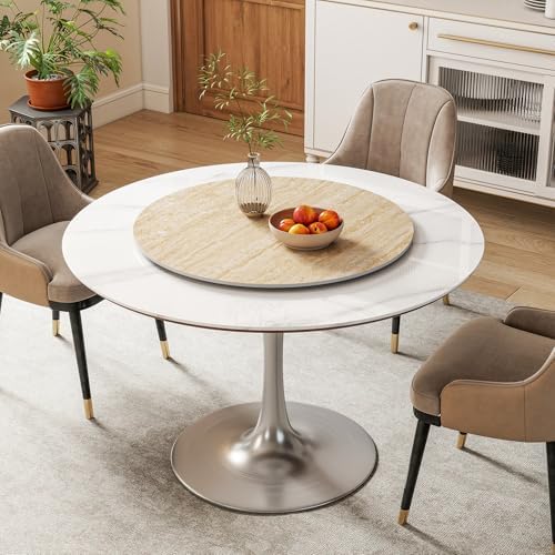 ZL ZELing 31.5" Lazy Susan Turntable – 360° Sinteredstone Silent Anti-Slip Turntable, Table Top Centerpiece for Kitchen, Pantry, Spice Rack, Refrigerator & Dining Table, Beige - Image 7