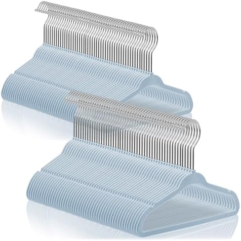 Casafield 100 Velvet Baby Hangers - 11" Size for Infant & Toddler Clothes - Light Blue by Casafield