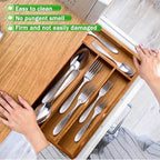 Greenual Acacia Wood Silverware Organizer 10 In Utensil Organizer Silverware Tray for Drawer Cutlery Flatware Organizer for Kitchen - Image 3