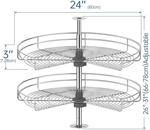 JOWBOOW Kidney Shape 24" Corner Cabinet Lazy Susan, Replacement Shelves - Image 3
