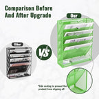 EASEPRES 6 Tier Mesh Hanging Wall File Organizer, Desk Vertical Mail Paper Document Folder Holder Rack with Bottom Tray and Nametag Label for Office Home School, Green - Image 3