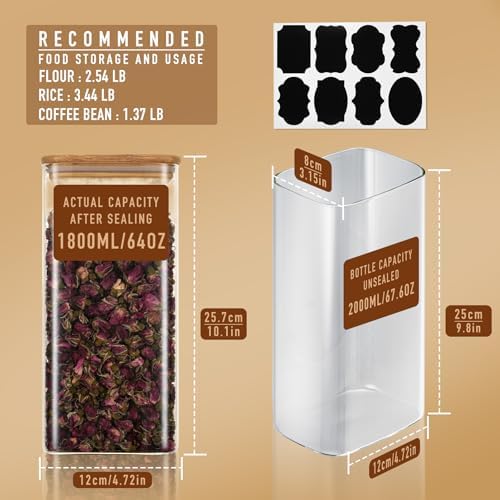 D2scrma 64oz/2Qt Rectangle Glass Storage Containers with Lids 4-Pack - Image 2