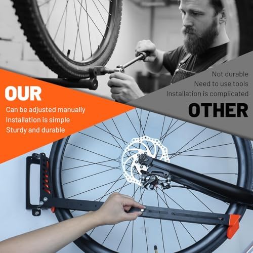 Swivel Bike Rack Wall Mount, 1 pcs Bike Hanger Wall Mount, Wall Space-Saving Vertical Bike Hanger, Sturdy Bike Storage Rack, Indoor Bicycle Hooks - Image 6