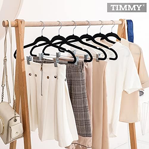 TIMMY 30 Pack Velvet Pants Hangers with Adjustable Clips, Black, Non-Slip - Image 5