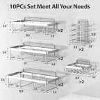 Liuoud 10 Pack Shower Caddy for Inside Shower Silver Bathroom Storage Decor - Image 2