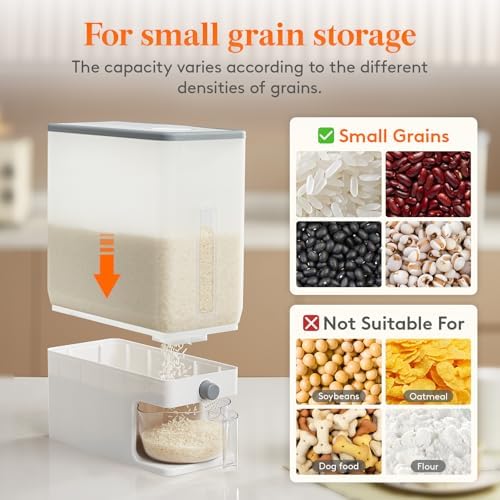 Lifewit Rice Container 26 Lbs, One-Press Dispenser with Measuring Cup - Image 6
