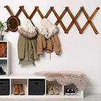 Dseap Accordian Wall Hanger: 16” High Wooden Wall Expandable Coat Rack, Hat Rack Holder, Accordion Hook for Baseball Caps, Coats, Mugs, 20 Peg Hooks, Brown - Image 3