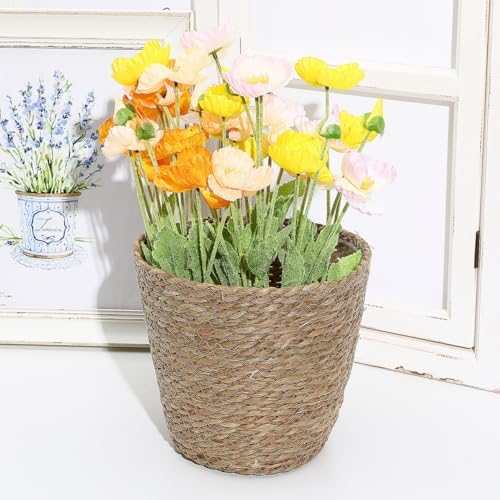 Hemoton Rattan Planter Basket Wicker Plant Flower Pot 8.7 Inch Seagrass Woven Indoor Planter for Home Decor and Succulent Plants - Image 6