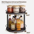 YATINEY Lazy Susan Organizer, Rotating Spice Rack, 2 Tier Spice Turntable Organizer, Industrial Turntable Spice Holder, for Kitchen Countertop and Cabinet, Compact and Versatile, Black SR22BK - Image 3