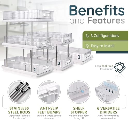 3-Tier Under Sink Organizer – Pull-Out Storage for Kitchen & Bathroom – Under Bathroom Sink Organizer, Under Sink Organizer Storage, Under Cabinet Storage Organizer - Image 4