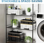 BYUNER Plastic Shower Caddy Dorm: Portable Shower Basket Tote with Handle, 4 Compartments, All-Side Drainage, Hard Bathroom & Cleaning Caddy Organizer for college Dorm Room Essentials, White/Silver - Image 4