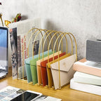 Kosiz 2 Sets Wire File Organizer for Desk 9 Slots Metal File Holder, Gold - Image 3