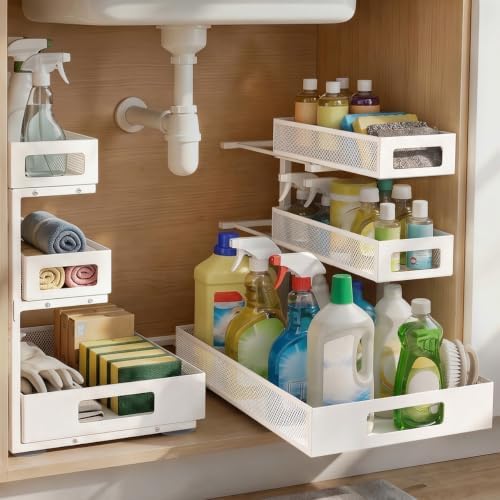 3 Tier Under Sink Organizer for Bathroom, Pull Out Drawers, 2 Pack by Unknown