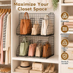 2 Pack Purse Organizer for Closet,Stackable Handbag Storage Holder - Image 3