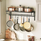 CHOEZON Hanging Pot Rack, Wall-Mounted Pot Rack, Kitchen Cookware Organizer, Metal Pot and pan Organizer Holder, for Cookware, Utensils Organization, Black TPR38BB - Image 2