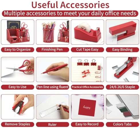12 in 1 Red Desk Organizers and Accessories for Office Home School - Image 3