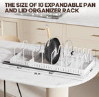 Pull Out Pots and Pans Organizer Under Cabinet, Expandable Sliding Lid Holder and Pan Rack for Kitchen, Slide Out Inside Cabinet for Pot Lid, Bakeware, Dishes, 10 Adjustable Dividers, 1 Pack White - Image 3
