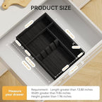 Yofidra Bamboo Silverware Organizer, 13.8 x 9.84 x 1.96 Inches Kitchen Utensil Drawer Organizer, Silverware Tray for Drawer with Fixed Slots for Spoons, Forks & Knives, Natural (Black) - Image 2