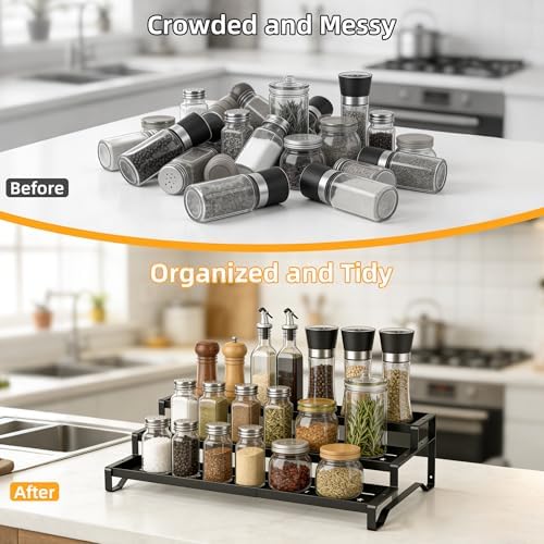 2 Pack Spice Rack Organizer for Cabinet, 13-21.5" Expandable Spicy Shelf - Image 4