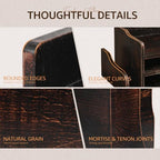 Wood Desk Organizer: File Organizer with 3-Tier Shelf, Distressed Black - Image 6