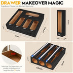 9 in 1 Foil and Plastic Wrap Dispenser with Cutter, Black Bamboo Ziplock Bag Organizer for Drawer - Holds Gallon, Quart Bags & Aluminum Foil/Wax Paper, Wall Mountable Kitchen Storage - Image 2