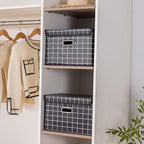 STOREONE Fabric Storage Cube Bins Foldable Organizer Container Collapsible Basket with Lids and Metal Handles, for Home, Bedroom, Closet 6 Pcs (Black grid) - Image 5