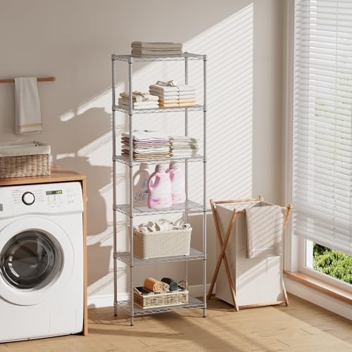SINGAYE 6 Metal Shelves Wire Shelving Storage Shelf Adjustable Unit Pantry - Image 2