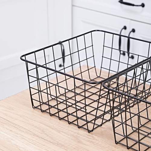 11" Upright Freezer Storage Baskets, Black Wire Storage Bins Small Bakset for Freezer, Pantry, Bathroom Organizing, Set of 4 - Image 5