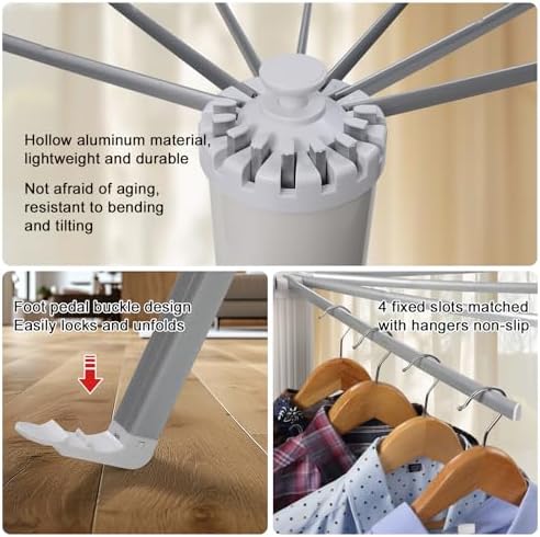 Clothes Drying Rack Four Corners, Large Capacity Portable Laundry Drying Rack, Space Saving Design for Indoor Outdoor Use, Multi-Function Clothing Rack, Towel & Blanket Drying Rack for Laundry Room - Image 7