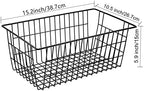 15.2" Metal Wire Baskets for Organizing 6 Pack, Household Pantry Storage Freezer Organizer Bins with Handles, Freezer Baskets for Upright Freezer, Refrigerators, Kitchen Cabinets, Black - Image 2